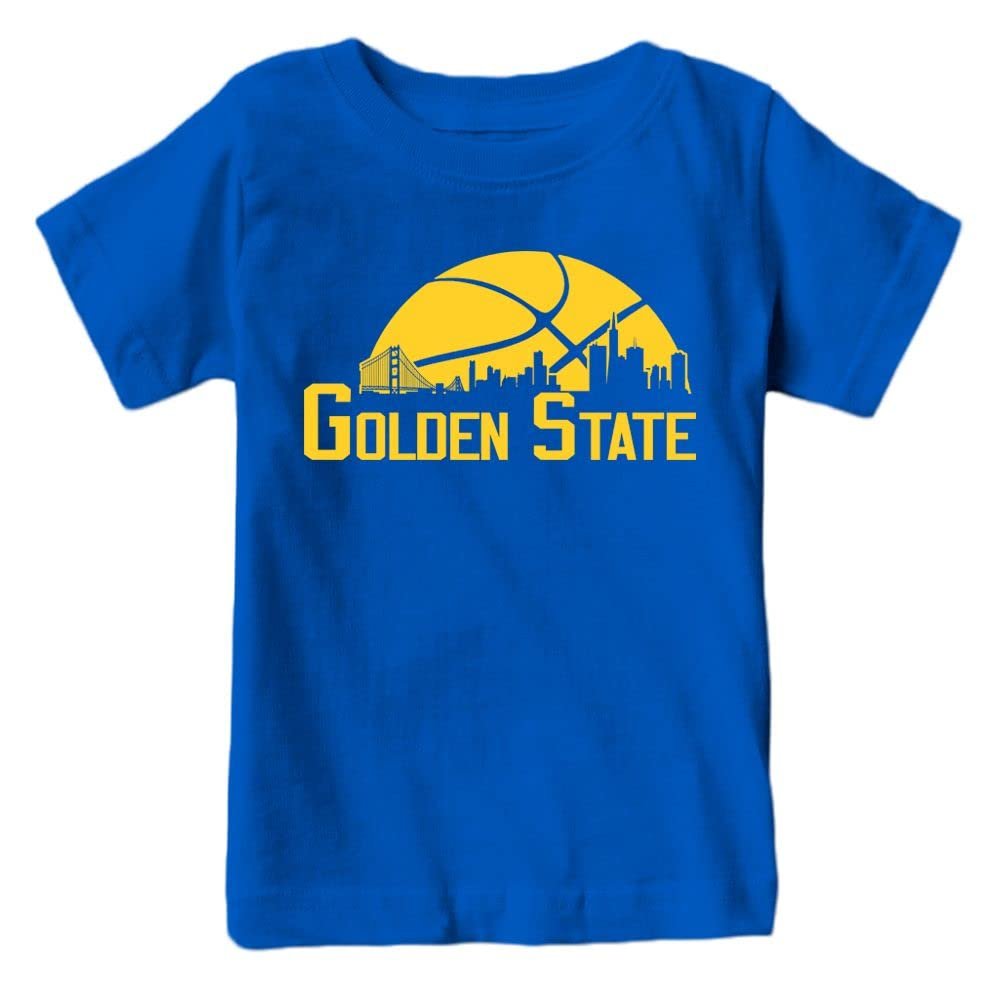 Golden State Basketball Skyline Kid's Fan T-Shirt (Royal Shirt, 2T)