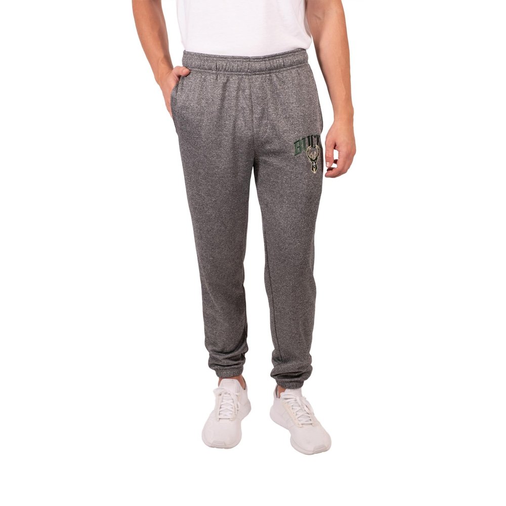 Ultra Game NBA Men's Soft Fleece Active Jogger Sweatpants, Milwaukee Bucks, Heather Charcoal, Small