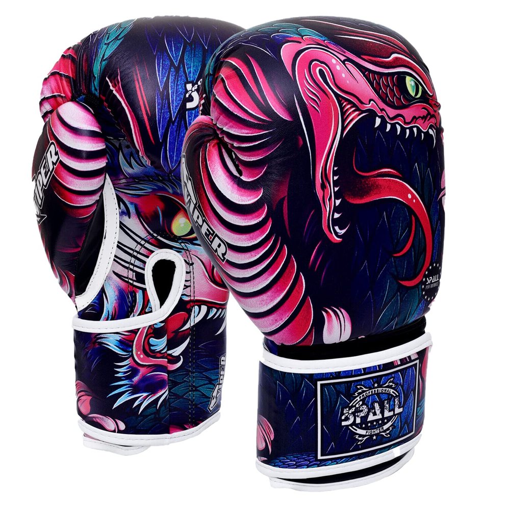 Spall Pro US MMA, Kickboxing, Muay Thai Boxing Leather Gloves for Men & Women Viper Multi - 6 OZ