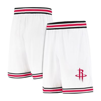 Ultra Game NBA Official Mens Showtime Active Basketball Training Shorts - Unisex, Houston Rockets, White, Large