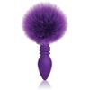 Sexy Gift Set Bundle of Cottontails, Silicone Bunny Tail Butt Plug, Ribbed Purple and Icon Brands The Silver Starter, Bejeweled Stainless Steel Plug, Violet view 4