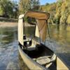 Beige Canoe/Kayak Sun Shade/Canopy Bimini Top Conestoga Wagon Style with 2 Differently Sized Sets of Removable Zippered Side Curtains for Maximum Sun Protection and Complete Customization view 1