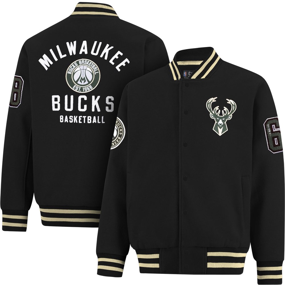 Ultra Game NBA Official Mens Game Time Varsity Jacket - Unisex, Milwaukee Bucks, Team Color, X-Large