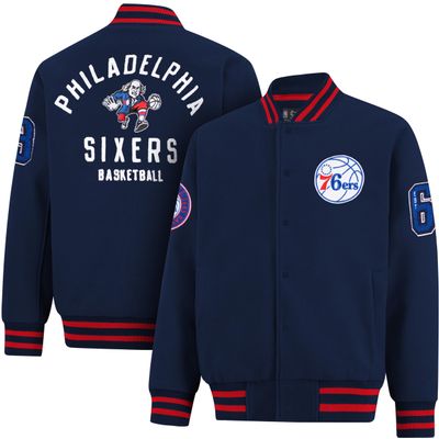 Ultra Game NBA Official Mens Game Time Varsity Jacket - Unisex, Philadelphia 76ers, Team Color, Medium