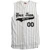 Custom Pinstripe Sleeveless Baseball Jersey 6 Button, White, Black, Adult XL view 1