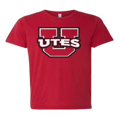 CornBorn Utah Utes T Shirt - Premium Tri-Blend Block U Utes Logo - Red - Extra Small