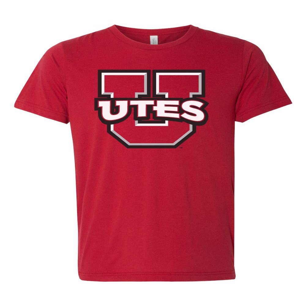 CornBorn Utah Utes T Shirt - Premium Tri-Blend Block U Utes Logo - Red - Extra Small