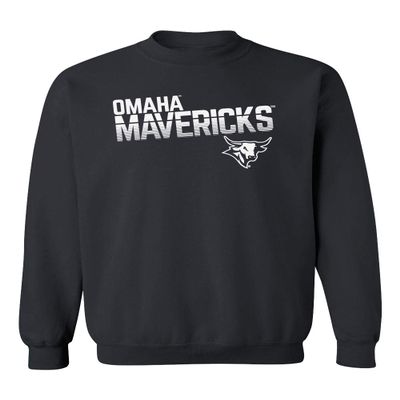 CornBorn Nebraska Omaha Mavericks Sweatshirt - Crewneck Fleece Omaha Mavericks Stripe Fade - Black - 5X