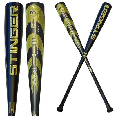 Stinger Missile 3 USSSA Baseball Bat Drop 5 - Certified One-Piece Alloy Youth Baseball Bat - 2 3/4" Barrel - 30" 25 oz (Matte Black/Military Green/Gold)