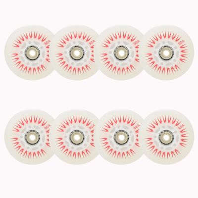 JHKJ Inline Skate Wheels 8 Pack Luminous Flash Inline Skates Replacement Wheel Light-up Wheels with Bearings, Red,80mm