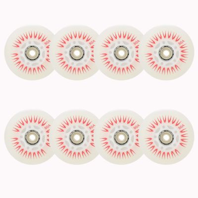 JHKJ Inline Skate Wheels 8 Pack Luminous Flash Inline Skates Replacement Wheel Light-up Wheels with Bearings, Red,72mm
