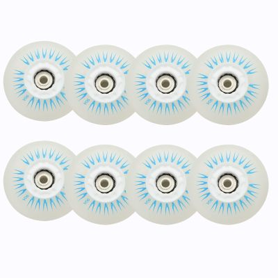 JHKJ Inline Skate Wheels 8 Pack Luminous Flash Inline Skates Replacement Wheel Light-up Wheels with Bearings, Blue,60mm