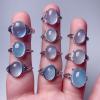 1PC Ladies Natural Crystal Ring Small Oval Real Stone Blue Quartz Clear Aquamarine Crystal Ring Adjustable,1PC Random Delivery view 2