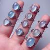 1PC Ladies Natural Crystal Ring Small Oval Real Stone Blue Quartz Clear Aquamarine Crystal Ring Adjustable,1PC Random Delivery view 3
