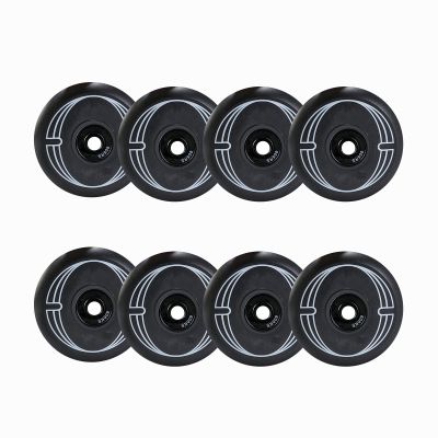 JHKJ Inline Skate Wheels 90A Outdoor Skate Wheels with Bearings Black Set of 8 72mm/76mm/80mm for Concrete Sidewalks Roads,72mm