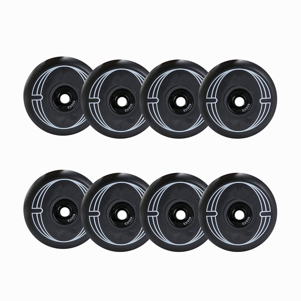 JHKJ Inline Skate Wheels 90A Outdoor Skate Wheels with Bearings Black Set of 8 72mm/76mm/80mm for Concrete Sidewalks Roads,72mm