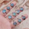 1 Natural Quartz Stone Finger Ring Aquamarine Rock Mineral Crystal Ring Jewellery Reiki Healing Adjustable,1pc Random Delivery view 1