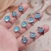 1 Natural Quartz Stone Finger Ring Aquamarine Rock Mineral Crystal Ring Jewellery Reiki Healing Adjustable,1pc Random Delivery view 2