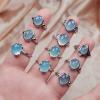 1 Natural Quartz Stone Finger Ring Aquamarine Rock Mineral Crystal Ring Jewellery Reiki Healing Adjustable,1pc Random Delivery view 3
