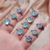 1 Natural Quartz Stone Finger Ring Aquamarine Rock Mineral Crystal Ring Jewellery Reiki Healing Adjustable,1pc Random Delivery view 4