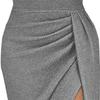 JEKE-DG Women's Cold Shoulder Glitter Party Slit Dress Sleeveless Ruched Bodycon Wedding Guest Slit Dress Evening Cocktail Dress (Gray,Large) view 3