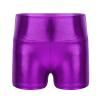Alvivi Kids Girls Shiny Metallic Dance Shorts Ballet Dance Gymnastics High Waist Fitness Booty Shorts Purple 4 Years view 1