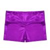 Alvivi Kids Girls Shiny Metallic Dance Shorts Ballet Dance Gymnastics High Waist Fitness Booty Shorts Purple 4 Years view 3