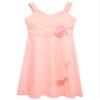 YONGHS Flower Girls Formal Dress Kids 3D Applique Asymmetric Chiffon Bridesmaid Wedding Party Evening Gown Pink 6 Years view 3