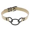 Darkpunk Goth PU leather collar choker personality simple metal ring collarbone hip hop necklace choker strap (Milky white) view 1