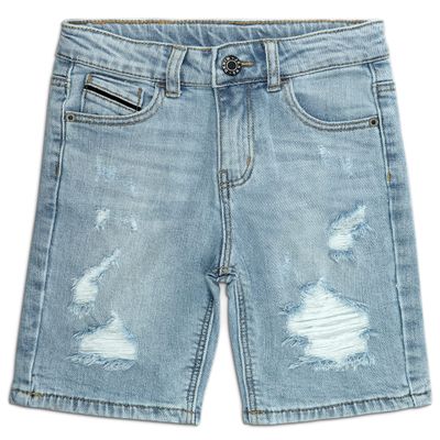 KIDSCOOL SPACE Baby Boys Slim Fit Mid-Thigh Denim Shorts, Ripped Soft Elastic Band Inside Half Jean Pants,Light Blue,9 Months