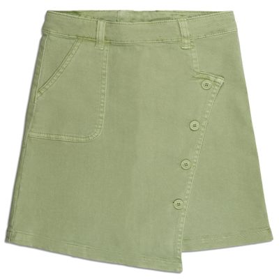 KIDSCOOL SPACE Big Girls Summer Skirt,Elastic Band Inside Soft Strechy Cotton Denim Girl Dress Shorts,Green,12