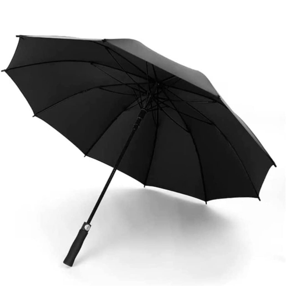 DEPILA Umbrella Windproof Large Golf Umbrella Oversized Canopy Vented Stick Umbrella Waterproof Automatic Open Stick Umbrella for Rain and Sun Umbrella (Color : Black, Size : 93CM)