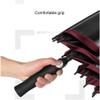 DEPILA Umbrella Windproof Large Golf Umbrella Oversized Canopy Vented Stick Umbrella Waterproof Automatic Open Stick Umbrella for Rain and Sun Umbrella (Color : Black, Size : 93CM) view 4