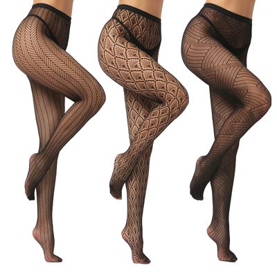 EVERSWE High Waist Fishnet Tights, Thigh High Suspender Stockings (AST3P-B, SM)