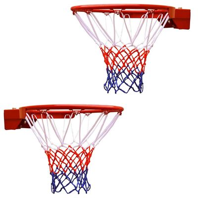 THUNDERBAY 18 inch Standard Double Spring Flex Reinforced Wall Mounted Basketball Rim, Two Nylon Nets Include One Nightlight Basketball Net(2 Pack)