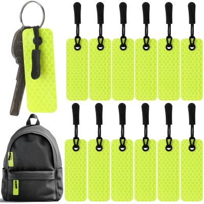 Cindeer 12 Pcs Reflective Tags Reflective Zipper Keychain Reflector Tags Visible for Kids Adults Backpack Dog Collar Bags(Lanyard)