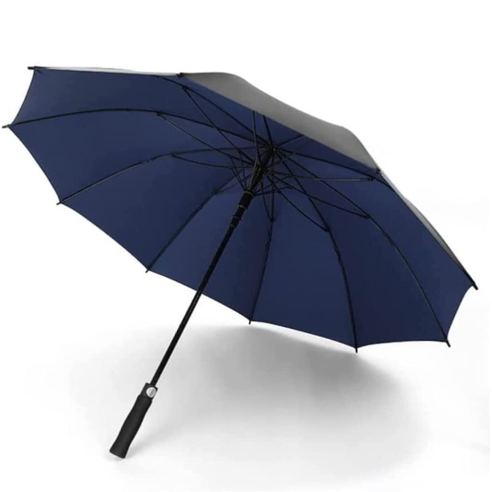DEPILA Umbrella Windproof Large Golf Umbrella Oversized Canopy Vented Stick Umbrella Waterproof Automatic Open Stick Umbrella for Rain and Sun Umbrella (Color : Dark Blue, Size : 93CM)