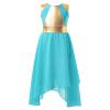 Linjinx Kids Girls Praise Lyrical Dance Dress Worship Liturgical Celebration Costume Church Robe Blue Green B 8 Years view 1