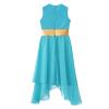 Linjinx Kids Girls Praise Lyrical Dance Dress Worship Liturgical Celebration Costume Church Robe Blue Green B 8 Years view 4