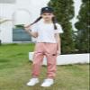 Betusline Cute Clothes for Teen Girls, Short Sleeve White Crop Tops Tee Shirts + Pink Cargo Jogger Pants Outfits 2pcs Clothes Set11-12 Years = Tag 160 view 3