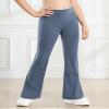 Stelle Girl's Flare Leggings High Waisted Yoga Pants Bootcut Dance Casual Pants Activewear Kids Bell Bottoms(Grey Blue,S) view 2