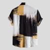 Vintage Shirts for Men Button Down Short Sleeve Shrit Retro Tie Dye 1970s Relaxed-Fit Hawaiian Shirts Casual Summer Tops Yellow view 3