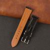 19mm Flat Black Leather Watch Band Quick Release Handmade Leather Strap Slim Replacement Wristband for Men Stainless Steel Buckle, Christmas Father's Day Gift for Dad Son Husband DH-NO-01-19MM view 2