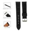 19mm Flat Black Leather Watch Band Quick Release Handmade Leather Strap Slim Replacement Wristband for Men Stainless Steel Buckle, Christmas Father's Day Gift for Dad Son Husband DH-NO-01-19MM view 3