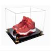 Better Display Cases Acrylic Extra Large Shoe Display Case for Basketball Shoe, Hightop, Soccer & Football Cleats with Clear Case, Yellow Risers and Black Base 18" x 14" x 12" (A014/V60) view 1