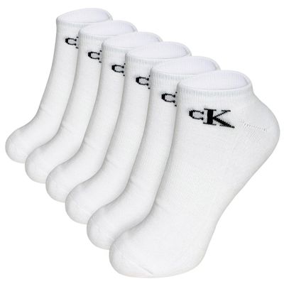 Calvin Klein Men's CK Logo Cushion No-Show Socks - 6 Pack (One Size, White)