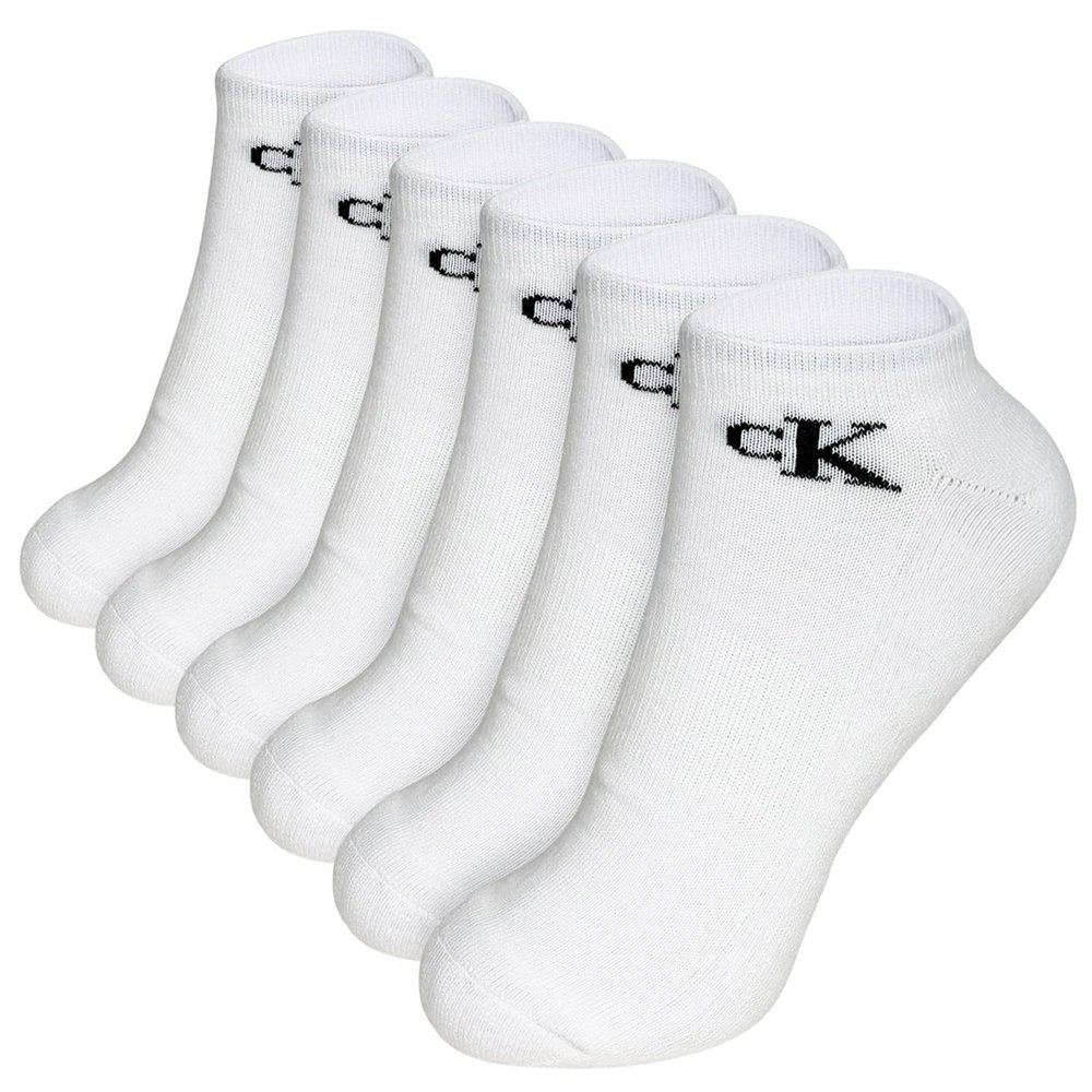 Calvin Klein Men's CK Logo Cushion No-Show Socks - 6 Pack (One Size, White)