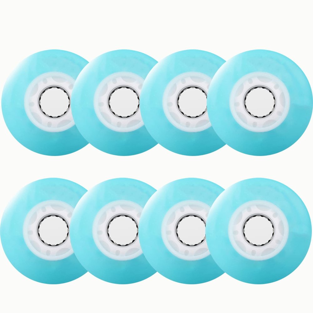 JHKJ Luminous Inline Wheel 72mm/76mm/80mm Light Up LED Skate Wheels Indoor Outdoor Light Up Wheels 85A,Blue,76mm
