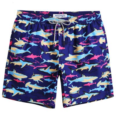 maamgic Mens Swim Trunks Quick Dry Swim Shorts with Mesh Lining Funny Swimwear Bathing Suits 7inch Colorful Shark X-Large