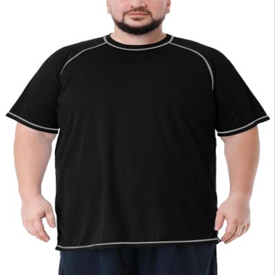 Mens Big and Tall Swim Shirt Sun Protection UPF 50+ Rash Gard Quick Dry T-Shirt Black